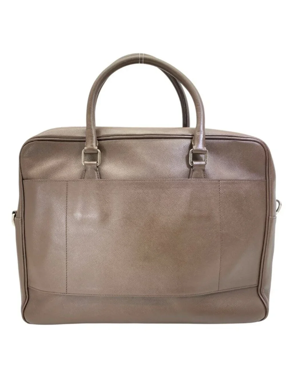 Prada Triangle Logo Business Briefcase Handbag Saffiano Leather